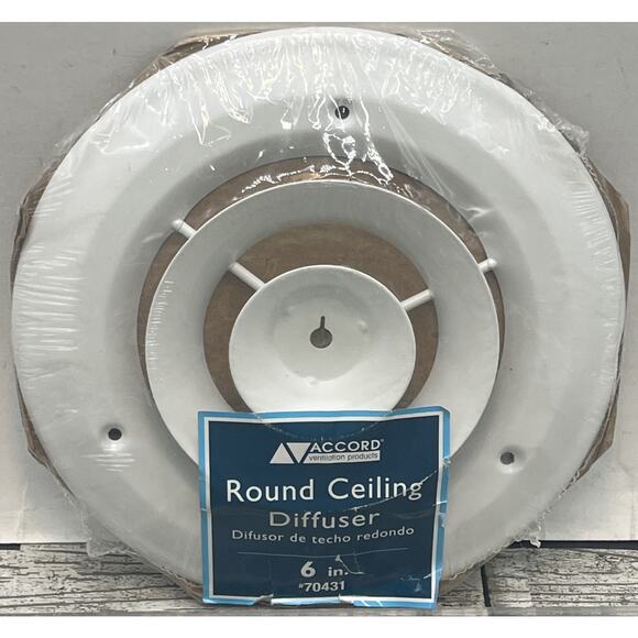 Accord 6 Inch Round White Ceilng Diffuser Heavy Gauge Steel 360 Degree. {107}. - Picture 1 of 7